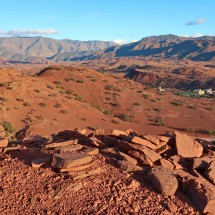 View from the little peak Mount Tamssoult Ougmadane into the High Atlas at sunset